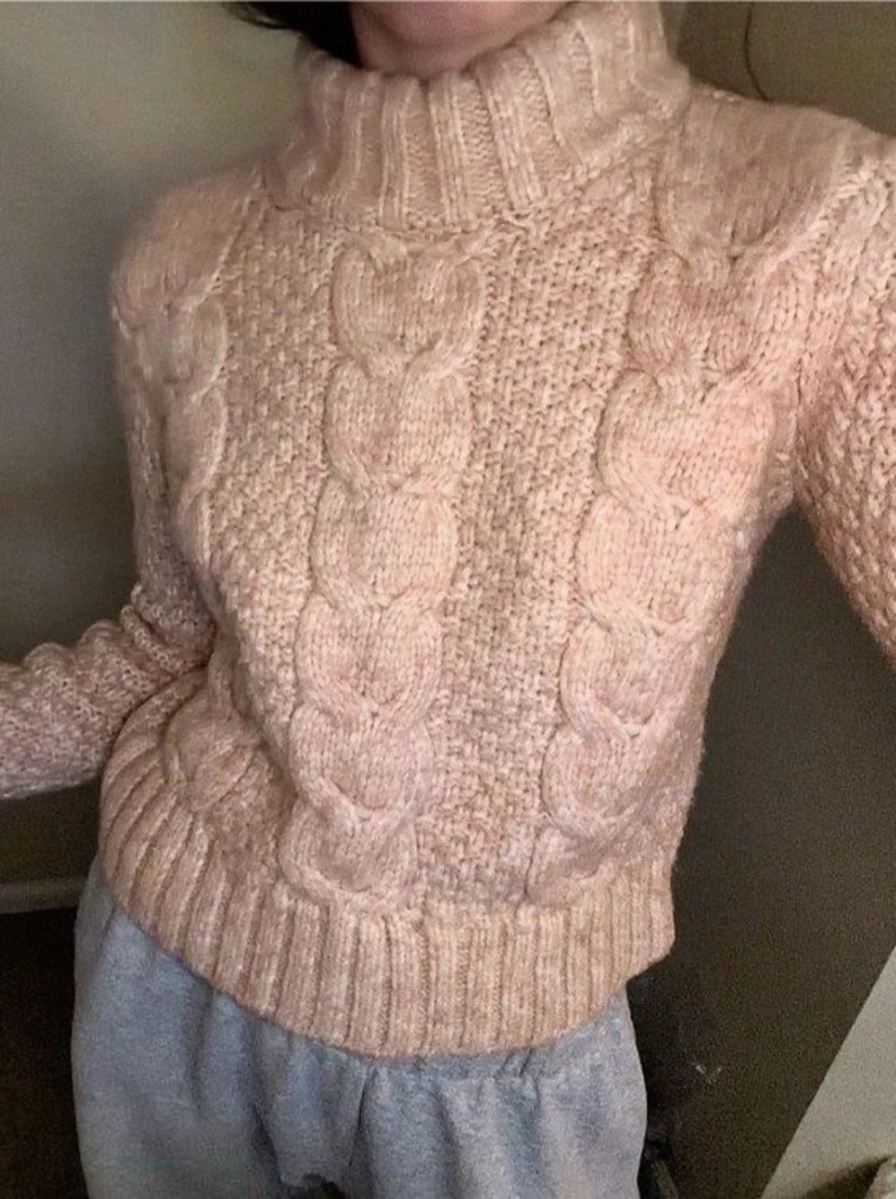American eagle Cable Knit Turtleneck in Pink Like New